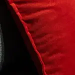 Divano modulare grigio con pouf rosso – dettaglio del tessuto – Confort Salotti